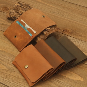 Cartera de cuero con monograma, carteras de bolsillo, regalo del día del padre, regalo de cumpleaños, monedero hecho a mano con grabado láser