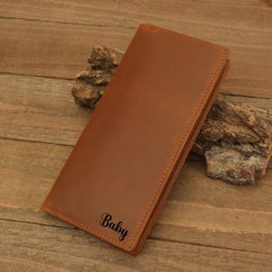 Personalized Leather Long Wallet for Her, Leather Bifold Wallet with Zipper, Gift for Girlfriend, Her, Women, Birthday, Anniversary Gift