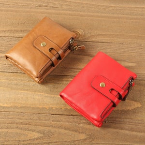 Leather Women Wallet, Gift for Mother Wallets, Leather RFID Wallet for Her, Zipper Leather Wallets, Card Cases