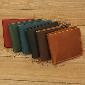 Carteras de cuero personalizadas, regalo de regreso a la escuela, carteras de cuero de grano completo, billetera de cuero para mujeres, hombres, regalo de cumpleaños
