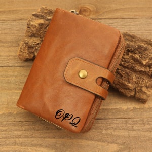 Carteras de cuero personalizadas, cartera para mamá, papá, hija, abuela, cartera con cremallera, almacenamiento de cartera multiusos, regalo de cumpleaños para mamá