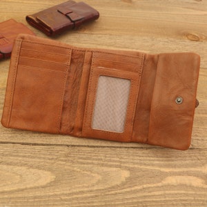Personalized Mother Wallets, Laser Engraved Leather Wallet, Full Cowhide Leather Billfold Button Closed, Gift for Women, Girl, Her