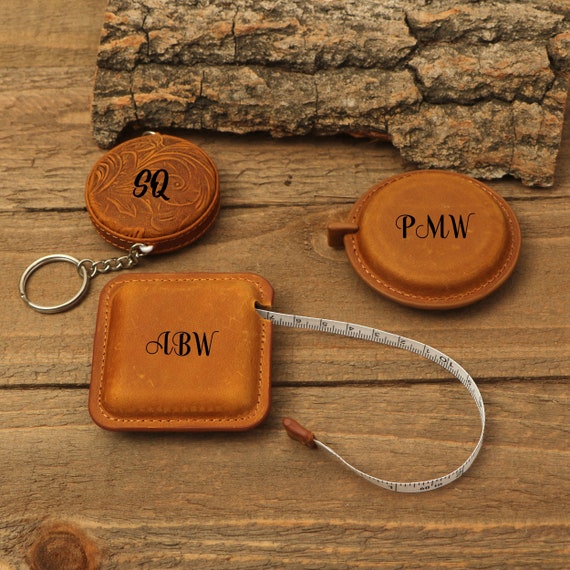 Personalized Leather Tape Measure, 60 Inches Small Retractable