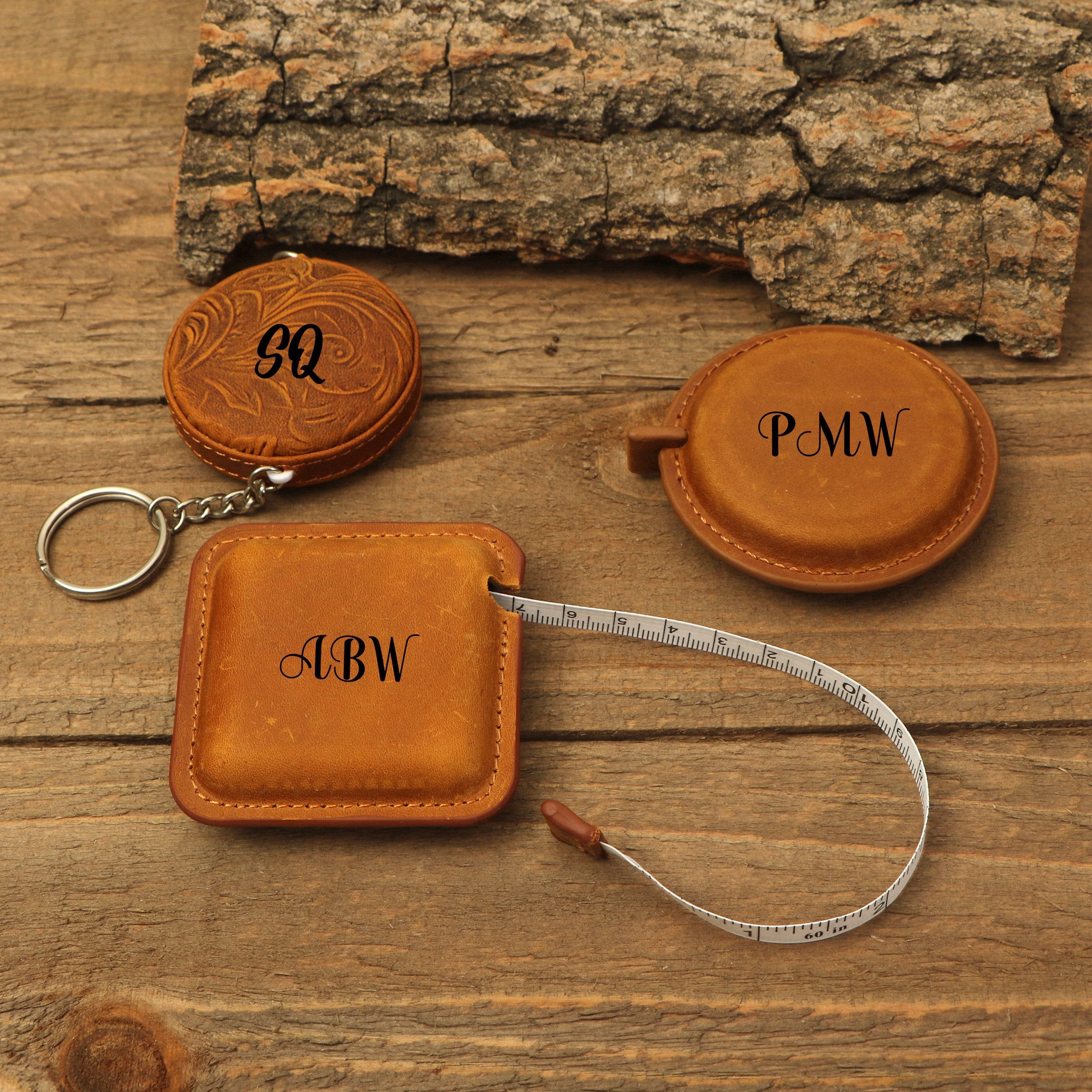 Personalized Square Tape Measure Key Tags