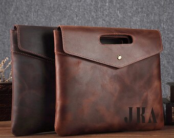 Full Grain Leather Briefcase: Vintage Portfolio Attache Case