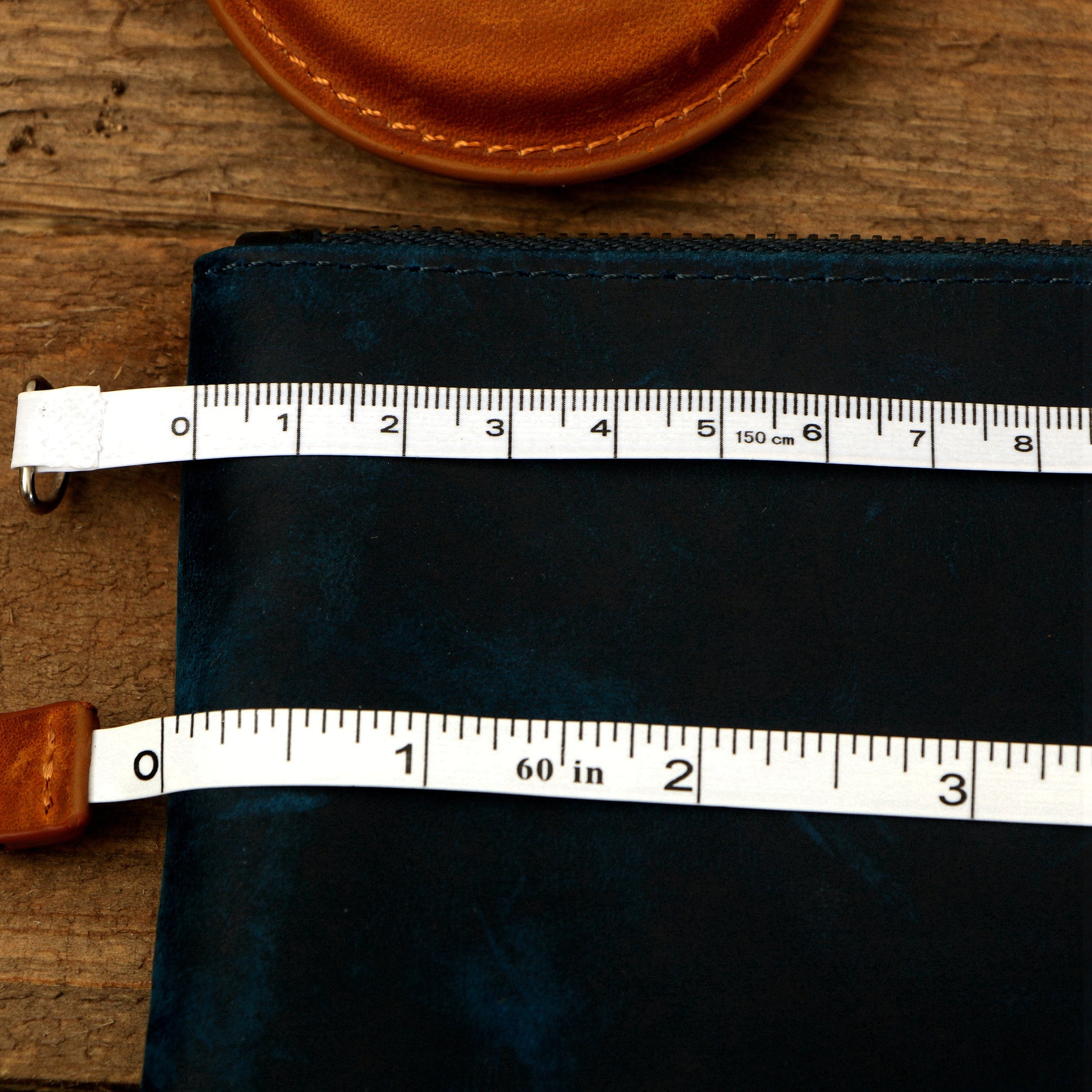 Small Measuring Tape - 60 inch Tape Measure, Full Grain Leather - Navy Blue - Personalized Gifts, Leatherology