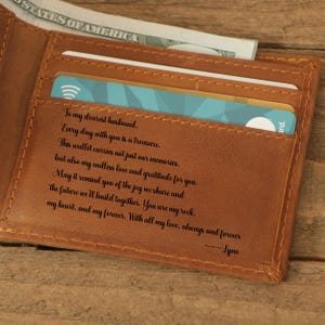 Cartera de cuero personalizada, cartera de regalo grabada para hombres, mujeres, regalo de cumpleaños y aniversario