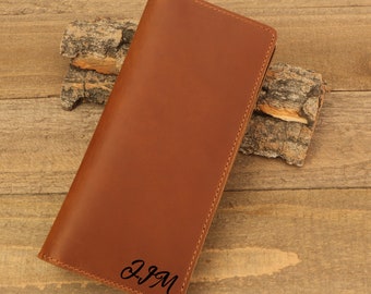 Personalized Long Leather Wallet, Full Grain Cowhide, Engraved Gift for Mom, Girlfriend, The Christmas Gift, Anniversary Gift