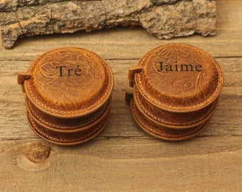 Personalized Leather Measuring Tape: Embossed 60-inch Pocket Measure