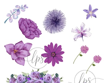 Stickers,flower Fun Purple , Flower Stickers, Printable Stickers, PNG  Stickers, Floral Stickers, Journal Stickers, Planner Stickers, Digital 