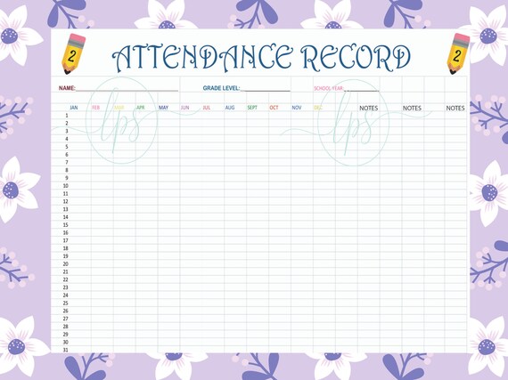 Attendance Record Attendance Trackerattendance Attendance - Etsy
