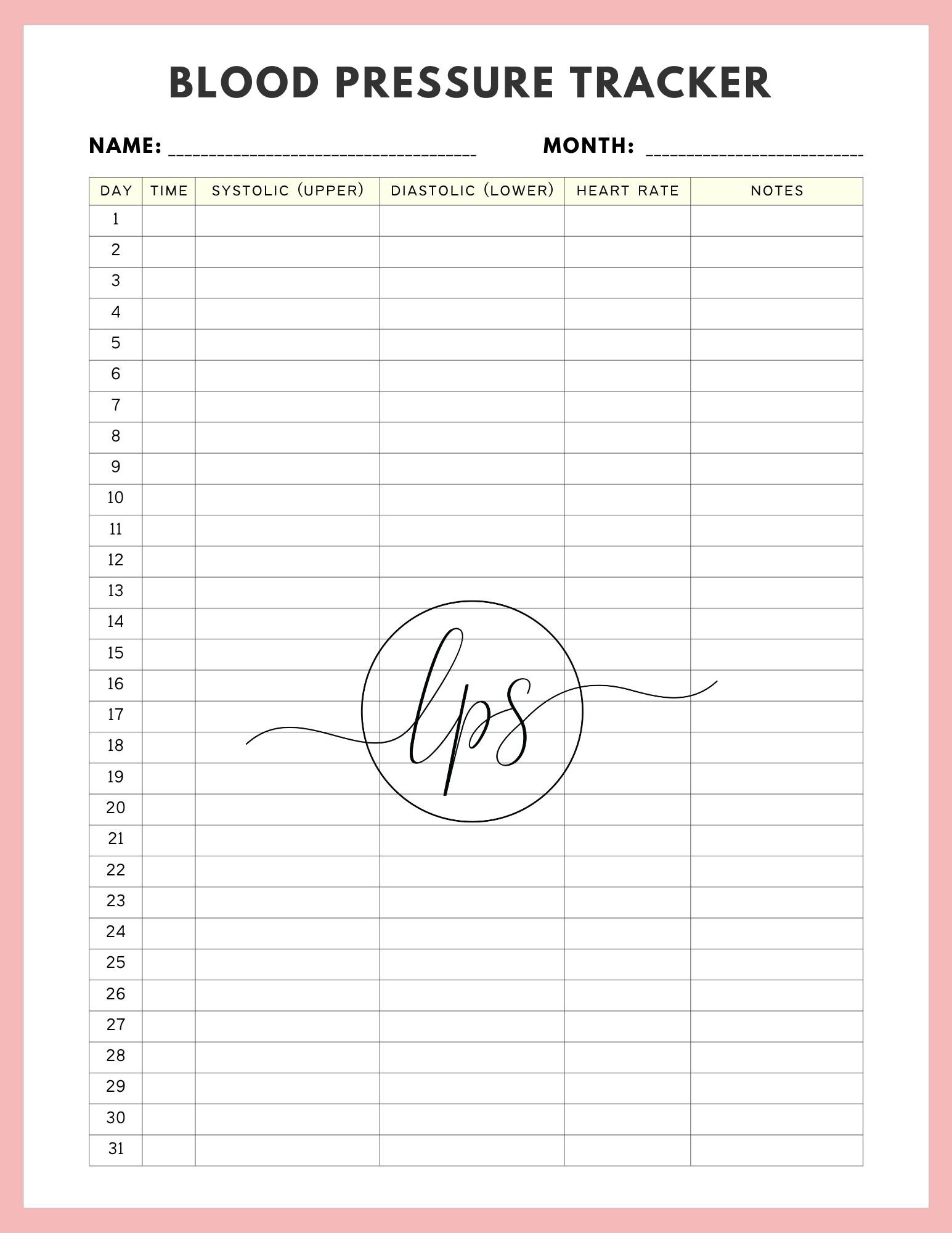 Blood Pressure Tracker, Blood Pressure Log, Health Tracker, Printable ...