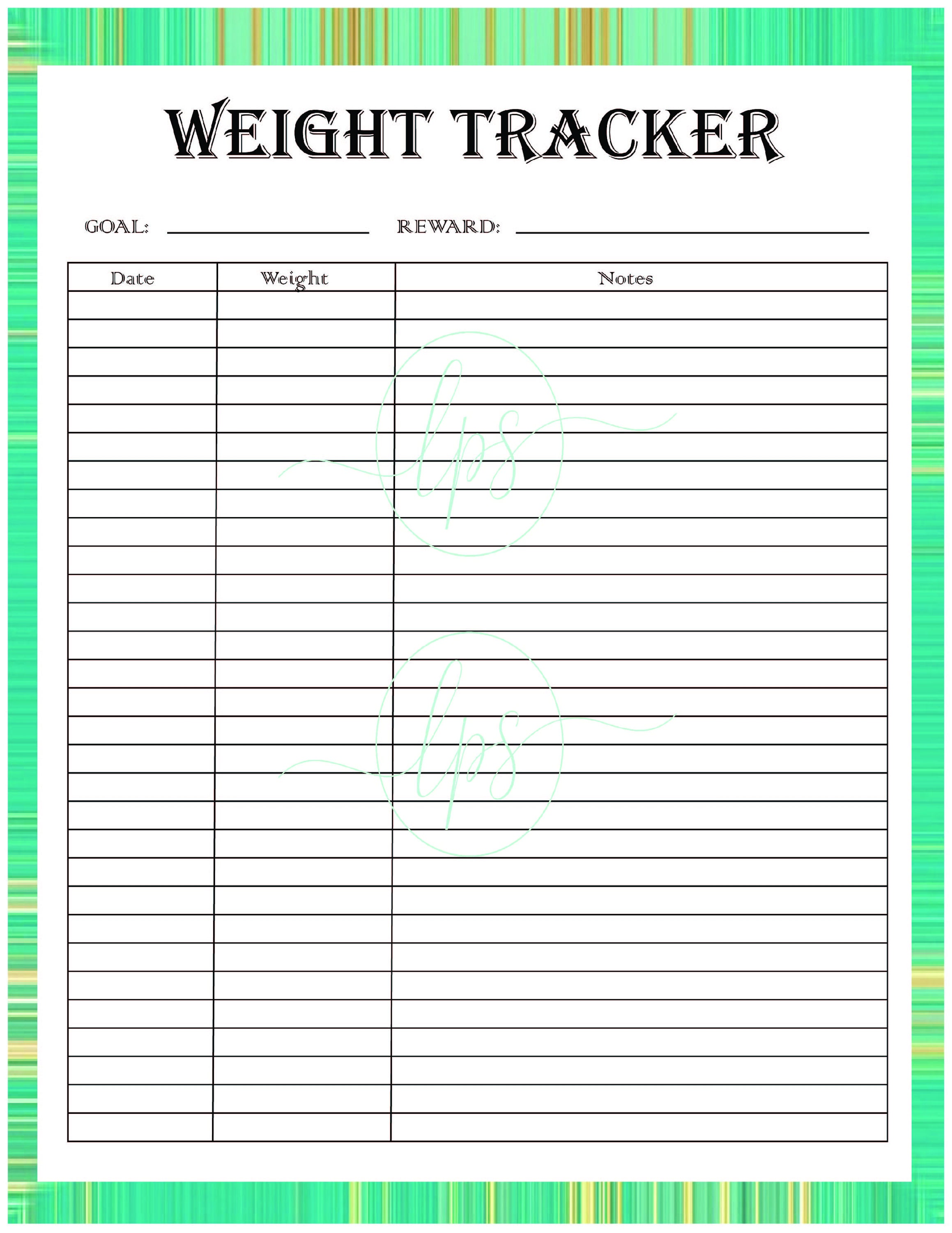 Weight Tracker Weight Log Weight Loss Fitness Tracker Etsy