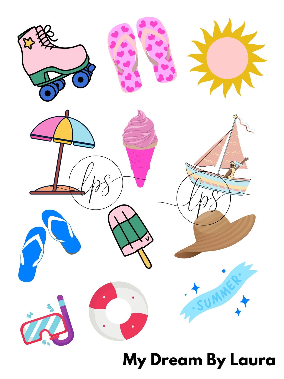 Stickers Summer Fun, Printable Stickers, PNG, Journal Stickers, Sticker Sheet, Digital Stickers ...