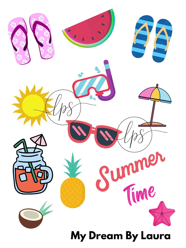 Stickers Summer Fun, Printable Stickers, PNG, Journal Stickers, Sticker Sheet, Digital Stickers ...