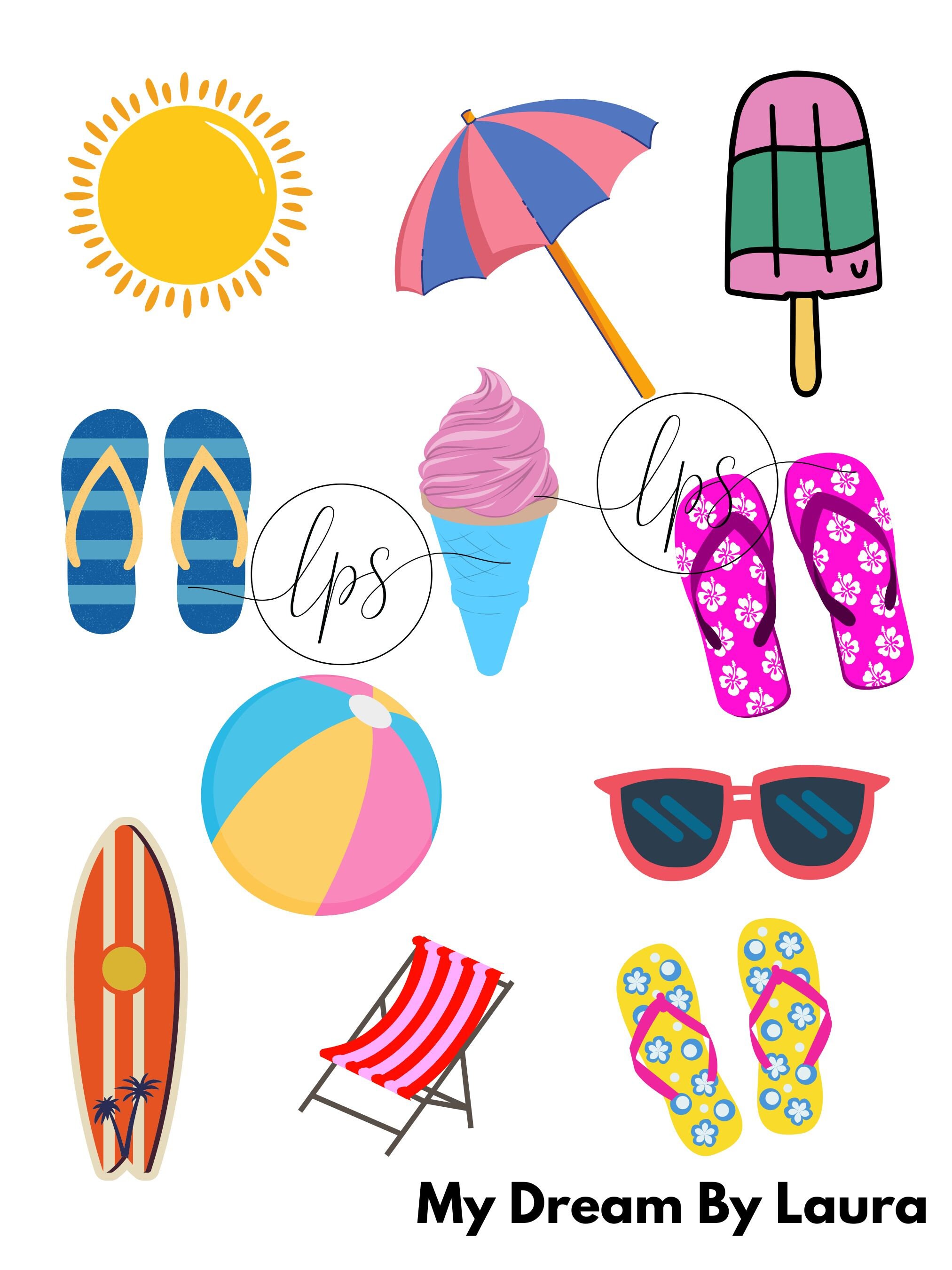 Stickers Summer Fun, Printable Stickers, PNG, Journal Stickers, Sticker Sheet, Digital Stickers ...