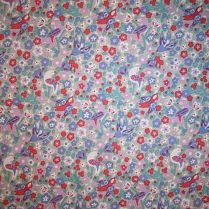 Birds & Blooms Floral Print SILVER - Metre, Half Metre, Fat Quarter (110cm Width) UK The Fabric Panda - 100% Cotton Poplin - FQ Folk Print