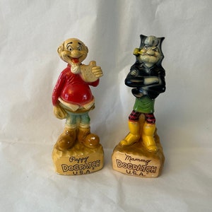 Vintage Li'l Abner Chalkware Figures, 1968 Dogpatch Pappy and Mammy Set