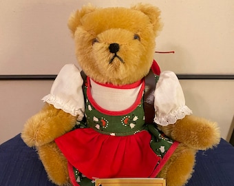 Rare Hermann Teddy Bear Dirndl Bavarian Style 1963 Fully Jointed Collectible 8"