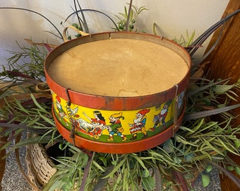 Tin Litho Drum Snow White J. Chein & Co Musical Toy 1940's