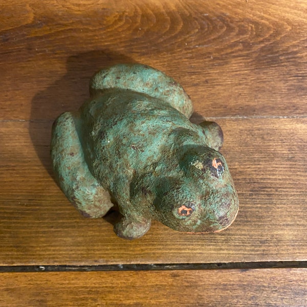 Cast Iron Toad Doorstop Hubley(?) Six Pounds Painted Green