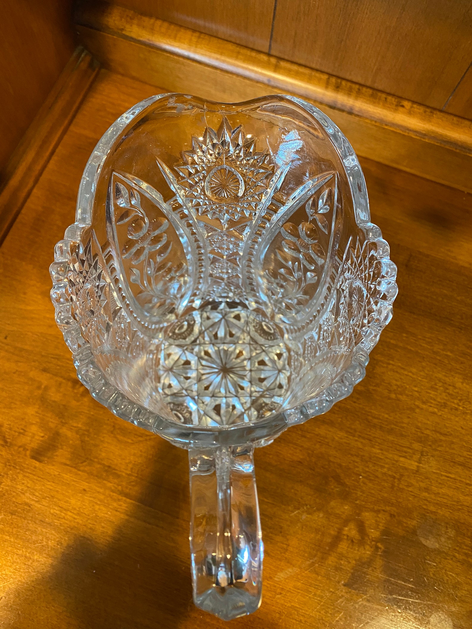 Vintage Cut Glass Pitcher Leaded Crystal One Quart Etsy