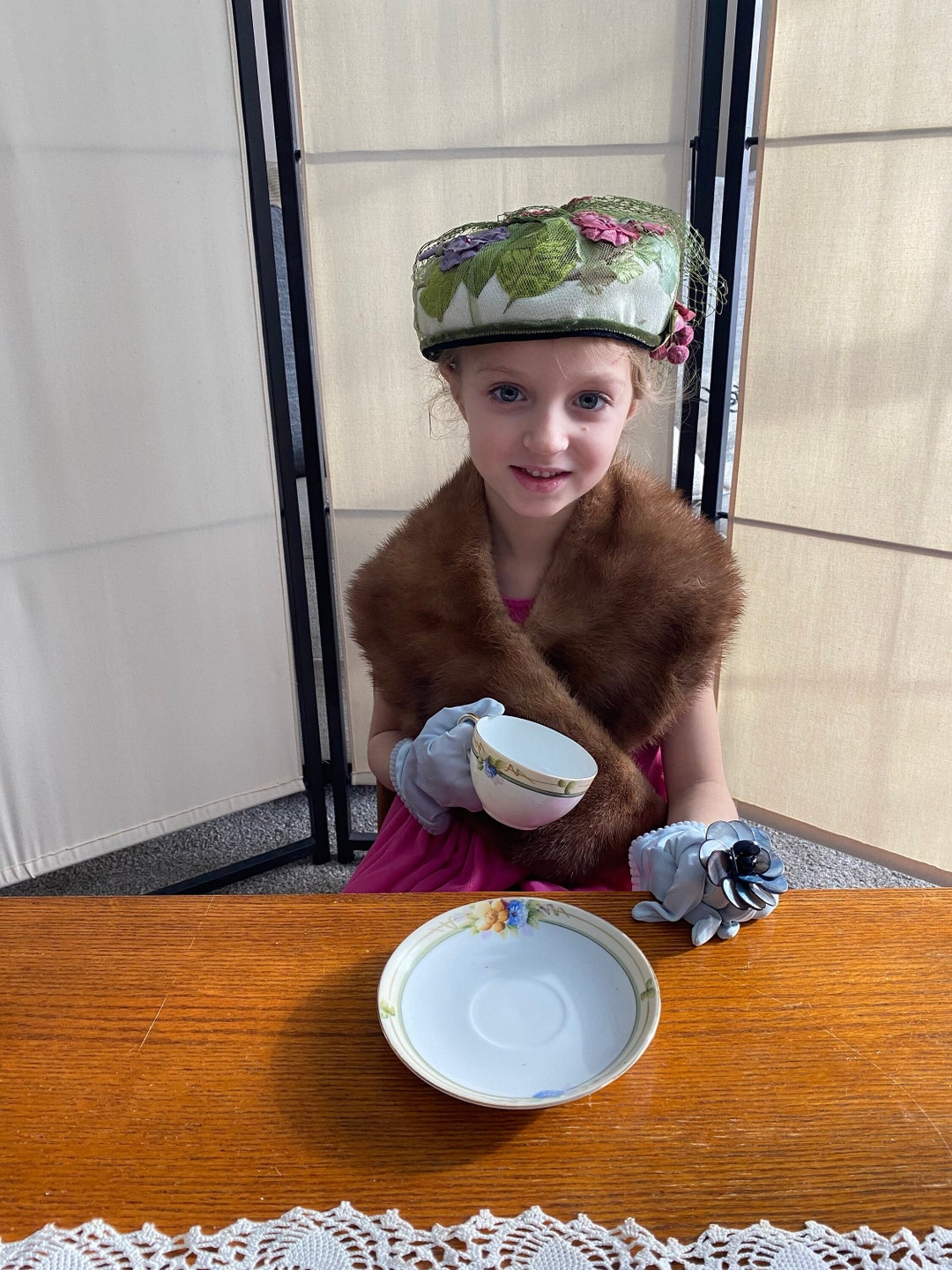 Tea Party Dressup Vintage Costume Gift Set for a Child With Blonde