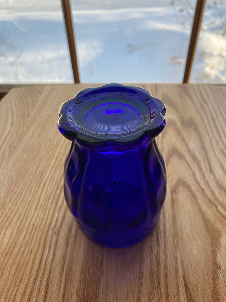 Vintage Cobalt Blue Glass Tumbler Set 8 Ounces Thumb Print Etsy