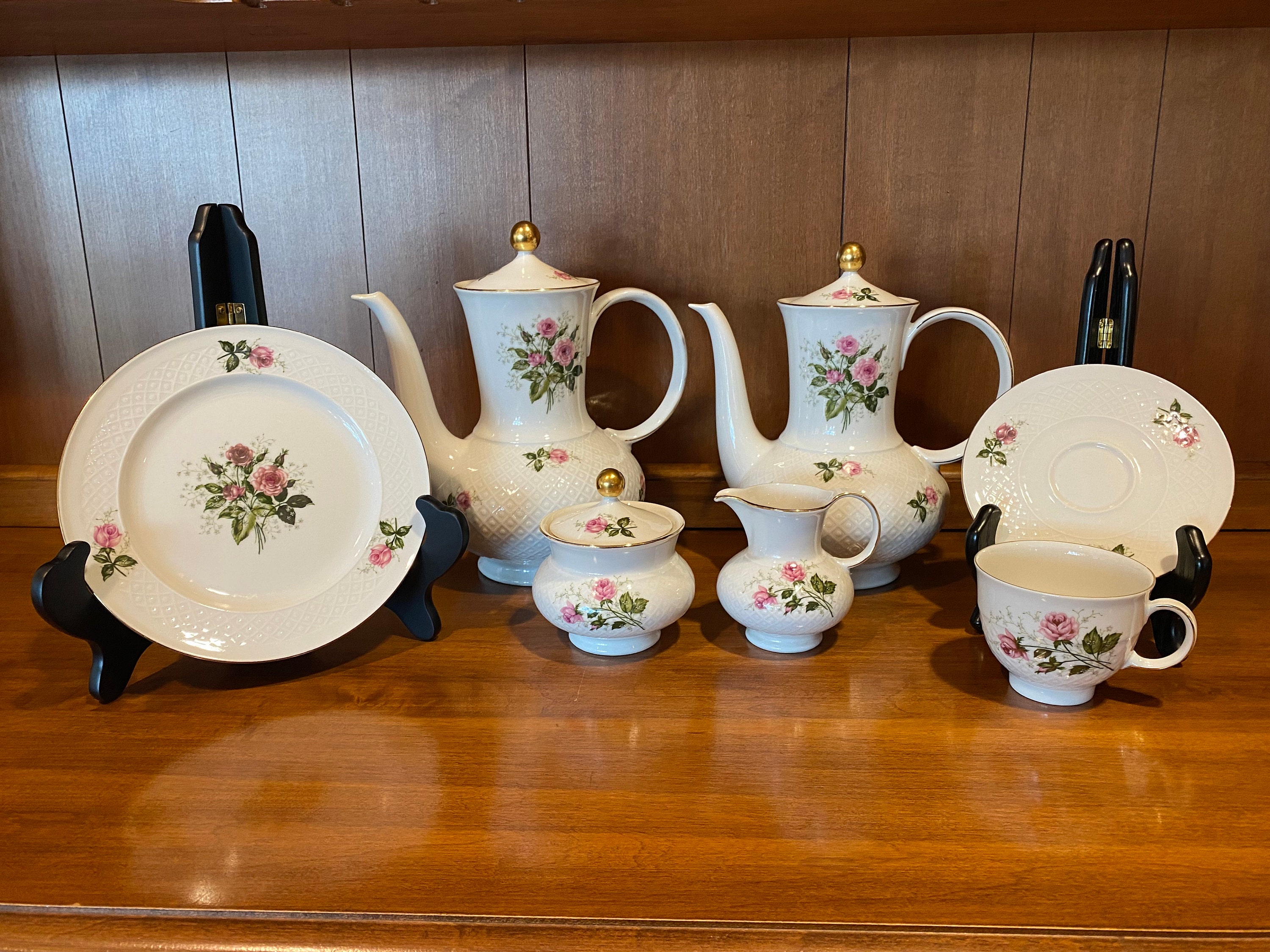 Vintage Seltmann Weiden Annabelle Bavaria Tea Set, Pink Rose China