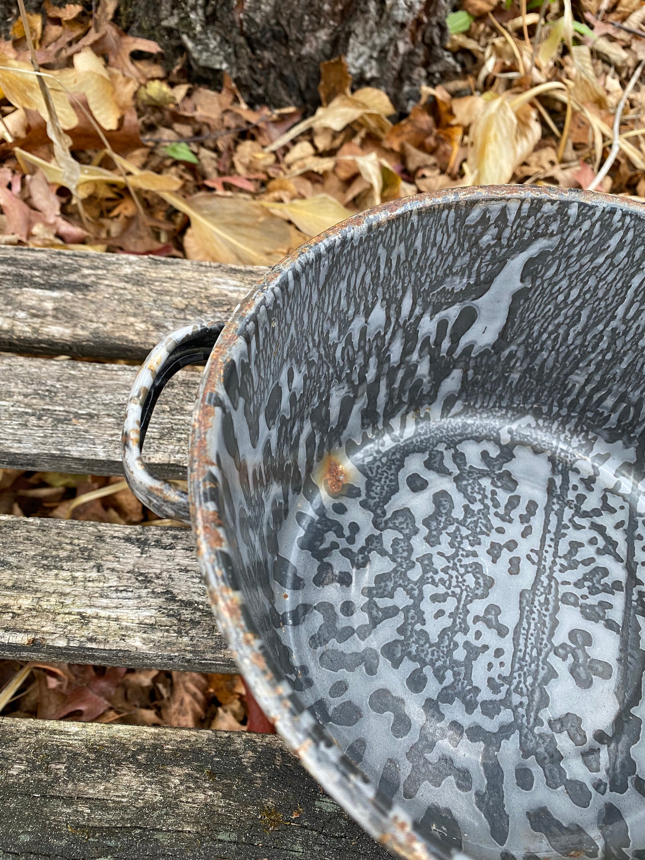 Splatterware Pot Vintage Marbled Graniteware Gray Splatterware Pot With Double Handles ...