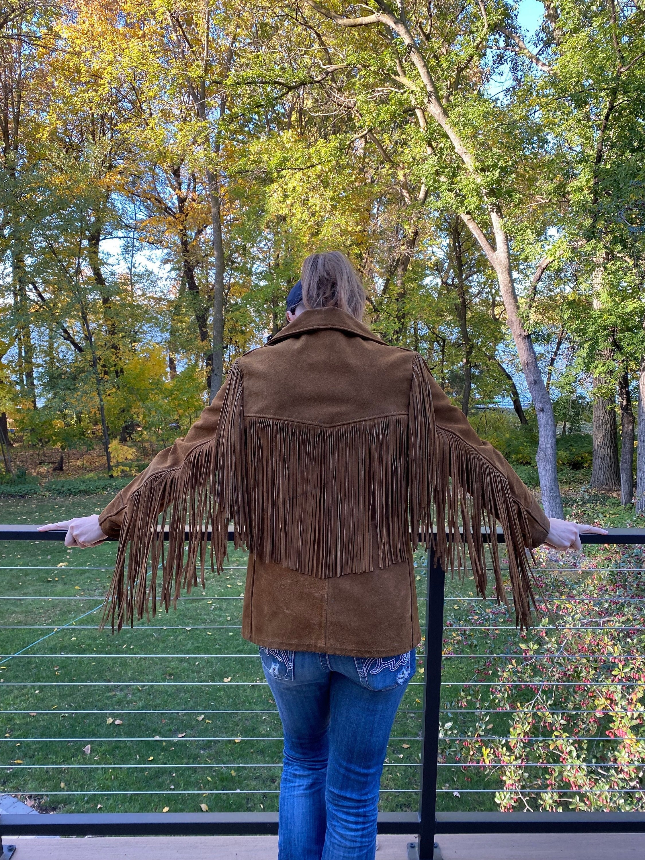 Vintage Fringe Leather Jacket by Schott Rancher 1960's Size 12 