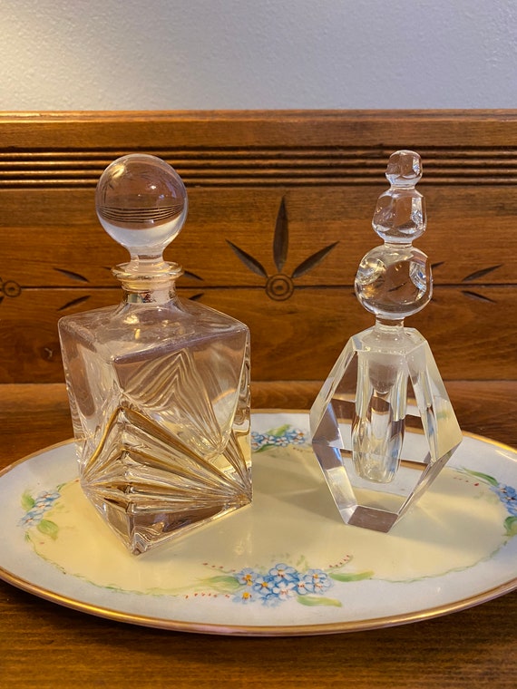 Vintage Crystal Art Deco Style Perfume Bottle You… - image 2