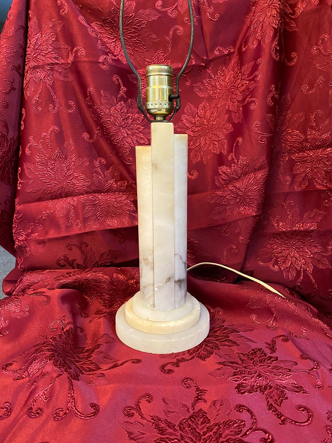 Vintage Italian Table Lamp Marble Column Midcentury Modern Etsy