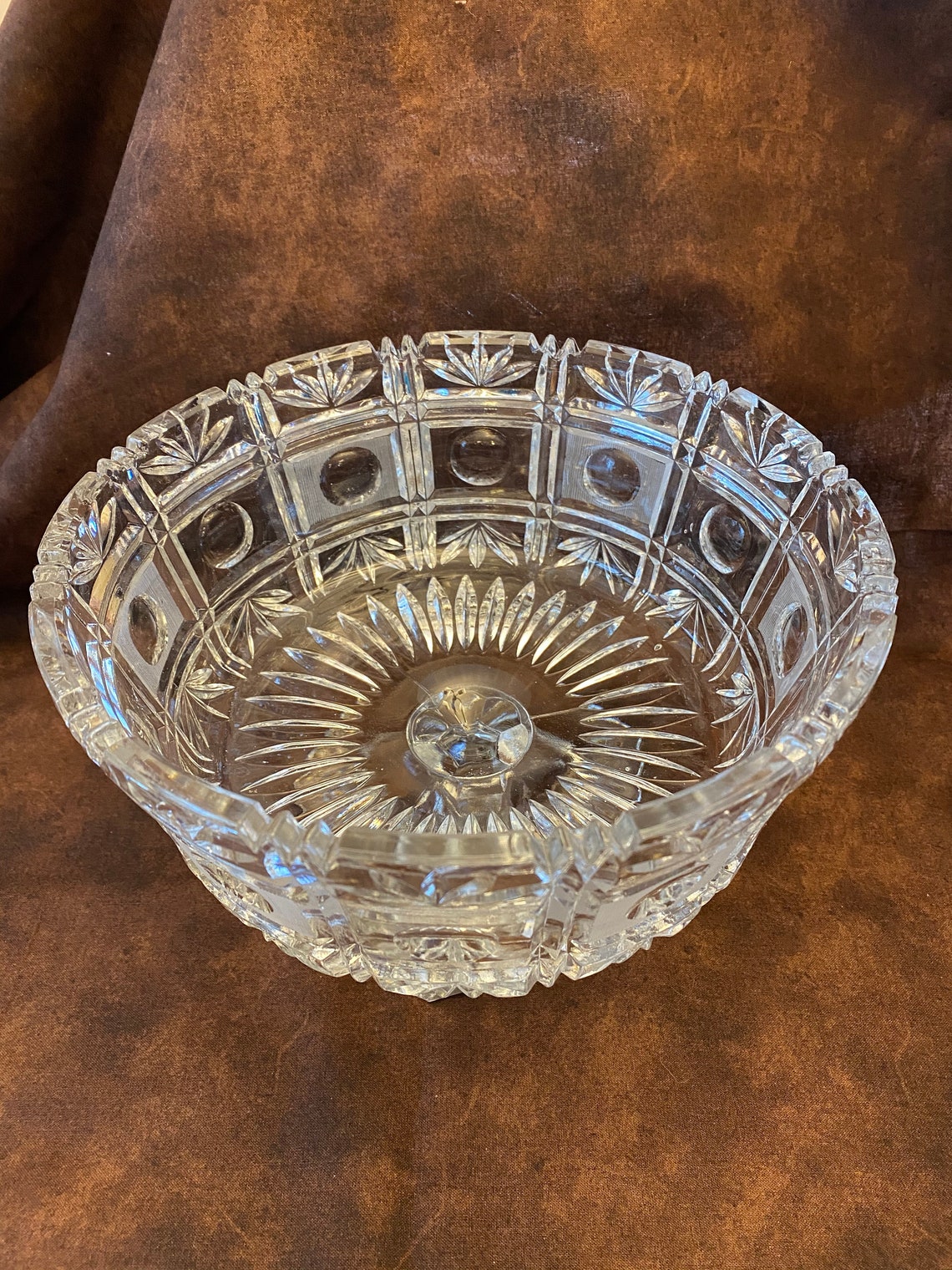 Large Lovely Pressed Glass Fruit Compote Pedestal Bowl Etsy