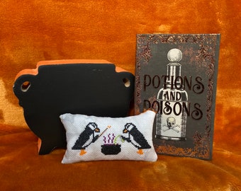 Puffin Potioneers Pattern | Halloween Cross Stitch | PDF *Digital*