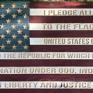 USA American Flag with The Pledge of Allegiance