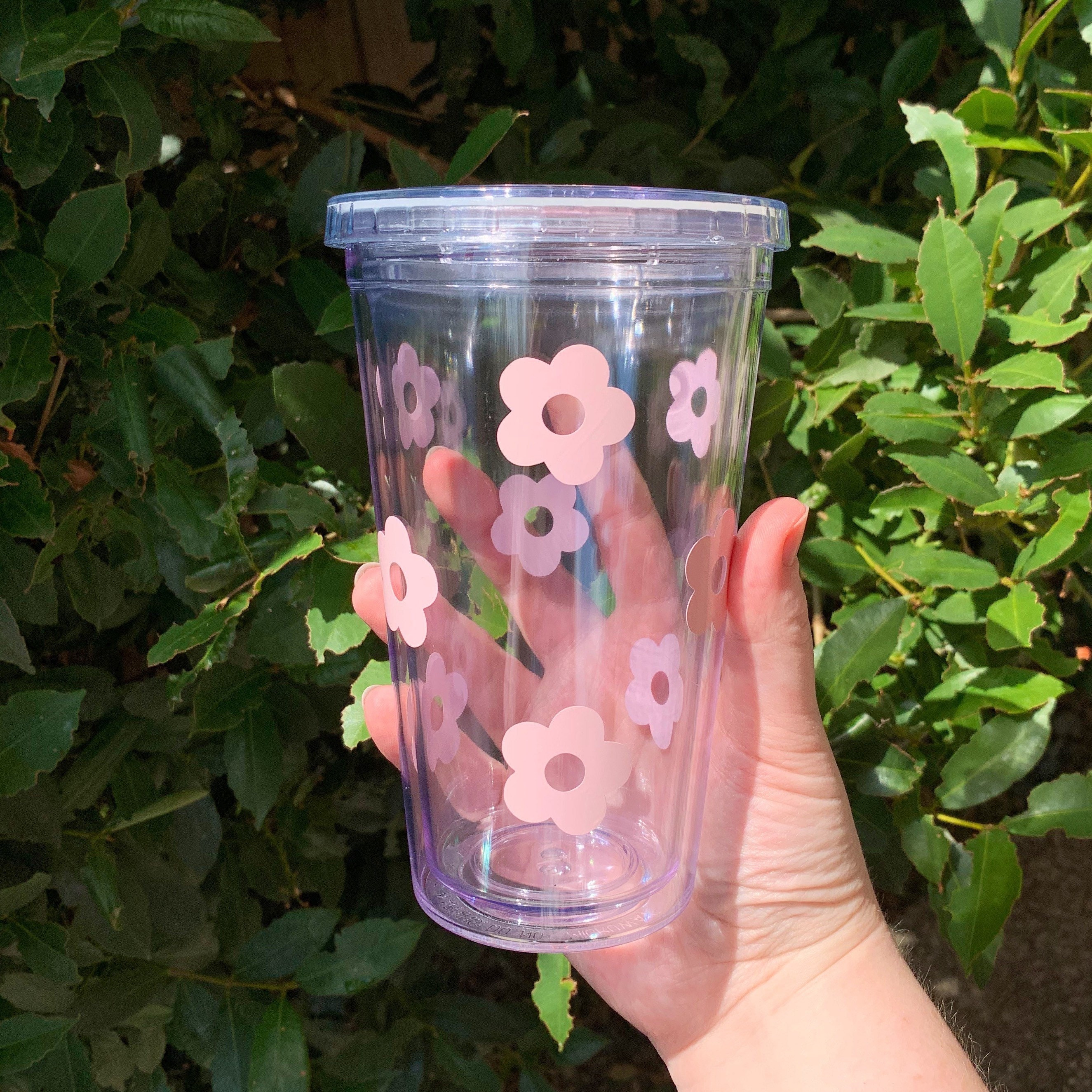 Wildflower Iced Coffee Cup with Lid & Straw, 16oz Tumbler, Cute Boho Iced  Coffee Glass