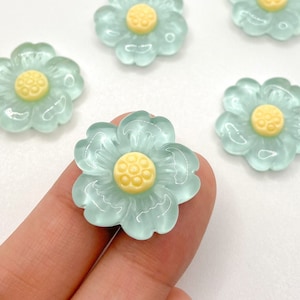 Blue Daisy Candy Decoden Cabochon Charms, Resin Flower Fruit Charm for Slime Add Ins, Phone Case Charm, DIY Slime Supplies | 22mm