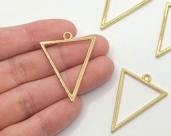 Triangle Open Back Bezel Resin Blank Charm, Pendant Connector Charm, Charms for Jewelry Making, Jewelry Findings and Resin Crafts , DIY BULK