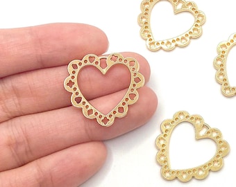 Lace Vintage Heart Earring Connector Charm, Heart Shape Charm for Jewelry and Resin Crafts , Open Back Bezel Resin Blank Charm,DIY BULK