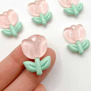 Pastell Tulpe Candy Decoden Cabochon Anhänger, Harz Blume Obst Anhänger für Schleim Add Ins, Telefon Fall Anhänger, DIY Slime Zubehör | 24mmx18mm