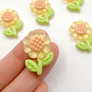 Cute Sunflower Candy Decoden Cabochon Charms, Resin Flower Fruit Charm for Slime Add Ins, Phone Case Charm, DIY Slime Supplies | 25mmx16mm