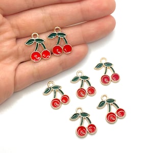 Pre-ORDER Cherry Charm for Jewelry Making, Fruit Earrings Necklace Charm Bracelet, DIY Jewelry Charms, Fruit Summer Charms, Wholesale, BULK