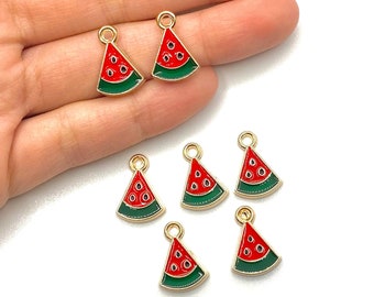 Watermelon Slice Charm pour la fabrication de bijoux, Boucles d’oreilles de fruits Collier Charm Bracelet, Bricoleur de bijoux, Charmes d’été de fruits, Vente en gros, VRAC