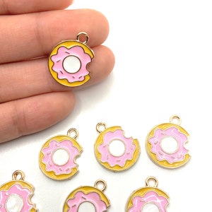 Pink Donut with Sprinkles Jewelry Charm for Jewelry Making, Earring Charm, Charm Bracelet Necklace, Cute Food Charm,DIY Jewelry or Keychains