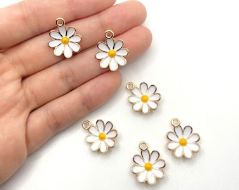 Daisy Flower Charm, 5mm x 17mm,Curved Design Alloy Gold Plated for Jewelry Making Charm Bracelets Necklace Earrings DIY JewelryBULK