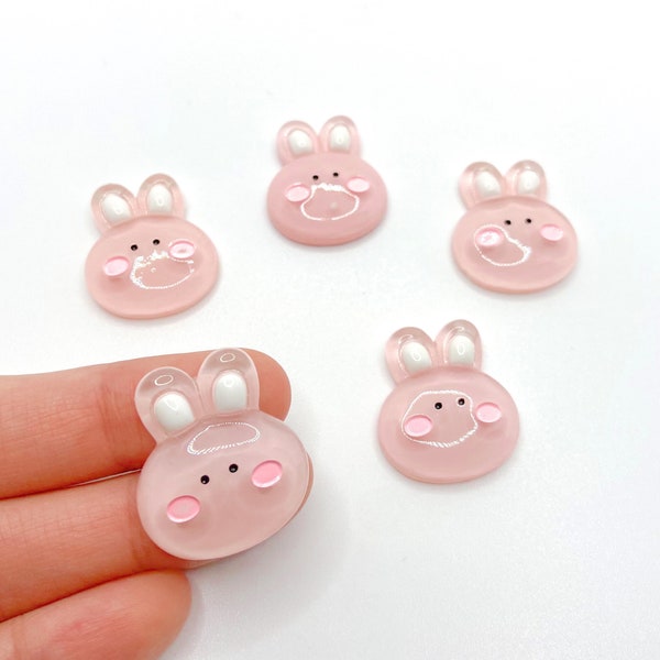 Cute Pink Bunny Decoden Kawaii Cabochon Charms, Resin Animal Jelly Japanese Charm for Slime Add Ins, Phone Case Charm,DIY Slime Supplies