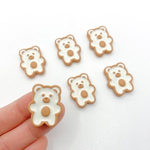 White Bear Sugar Cookie Decoden Kawaii Cabochon Charms, Resin Fake Food Dessert Charm for Slime Add Ins,Phone Case Charm,DIY Slime Supplies
