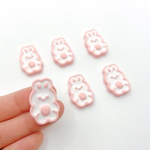 White Bunny Sugar Cookie Decoden Kawaii Cabochon Charms, Resin Fake Food Dessert Charm for Slime Add Ins,Phone Case Charm,DIY Slime Supplies