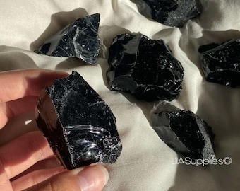 Venta al por mayor de cristal de obsidiana cruda, piedra preciosa de cristal áspero, obsidiana natural sin pulir, trozo de piedra cruda de obsidiana BULK / 3CM-5CM